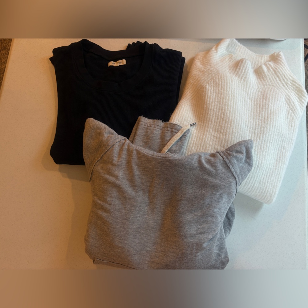 Stylish Women's Black,‎ White, and Gray Tops Sweater Bundle